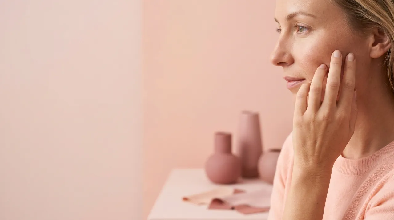 Profile of a fair porcelain-skinned woman with a light golden tan — best sunless tanning for fair skin