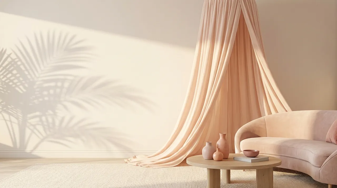 Pop-up tanning tent beside a velvet sofa in a Beverly Hills living room — custom spray tan at home