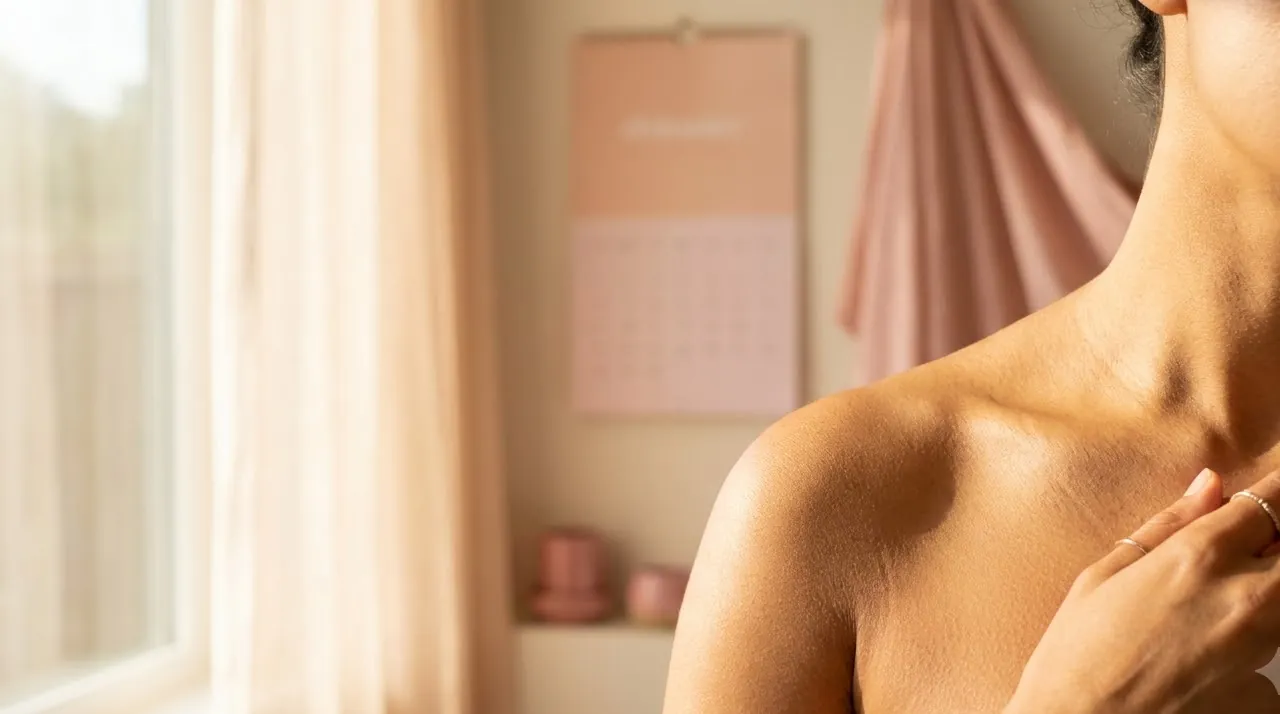 Glowing shoulder in morning window light — how long a spray tan lasts before it fades