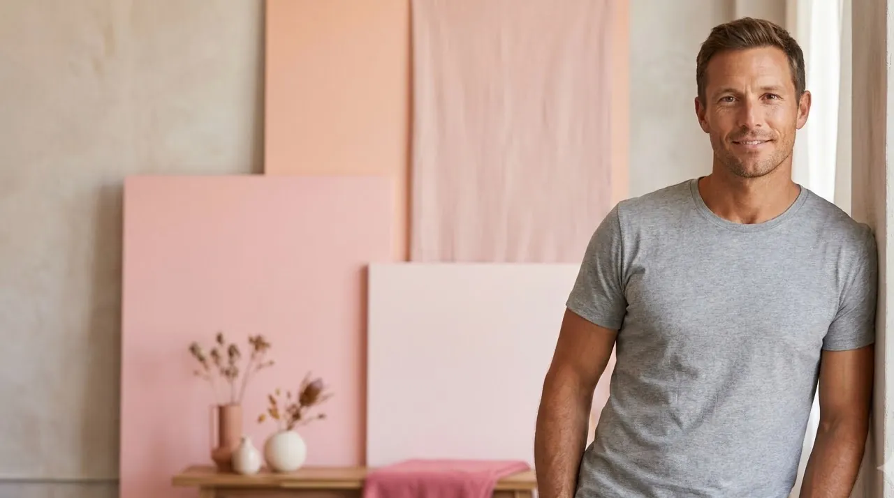 Athletic man with a natural matte tan in a modern loft — sunless tanning for men in LA